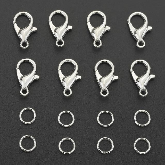 TEMU 300개/봉지 주얼리 만들기 키트: 100개 랍스터 클라스프, 200개 오픈 점핑 링, 봉지 포장된 후프 - 팔찌 목걸이 귀걸이 액세서리용