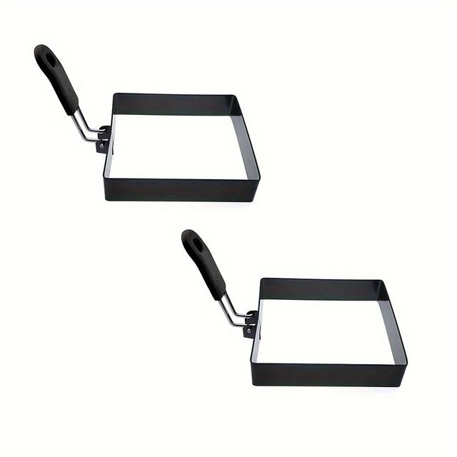 TEMU /4 st Äggformar för att ägg, fyrkantiga äggformar för att ägg med silikonhandtag, Fyrkantig äggform i rostfritt stål för frukostsandwichar, plattbröd och