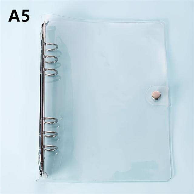 TEMU A5 A6 A7 Transparent Binder Cover, With A 6-hole Binder Cover That Closes With A Snap Button, Suitable For Ring-bound Planner Page Covers