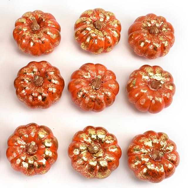 TEMU 9-teiliges Set aus heißen Schaumstoff-Kürbissen in Orange Gold, Herbstdeko-Zubehör, geeignet für DIY-Erntedankfest, Halloween-Partydekoration, Kürbis-Deko-Set, Weihnachten