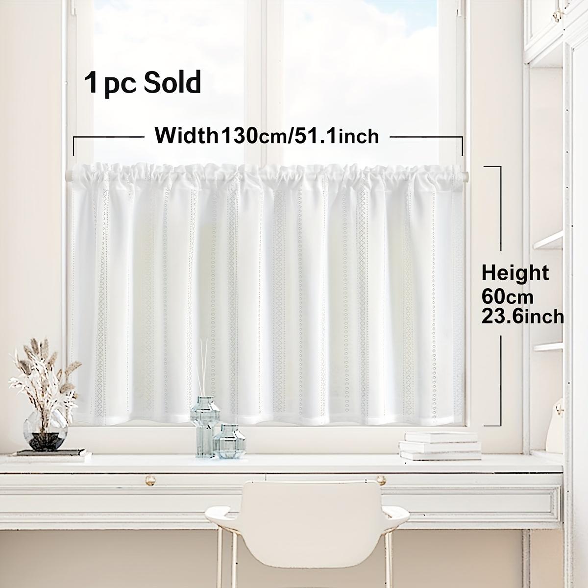 TEMU 1pc Minimalist Coffee Curtain, White Hollow Material Window Curtain, Rod Pocket Valance, Small Curtain Suitable For Kitchen, Dining Room, Living Room Windows, Door Decoration And Shading