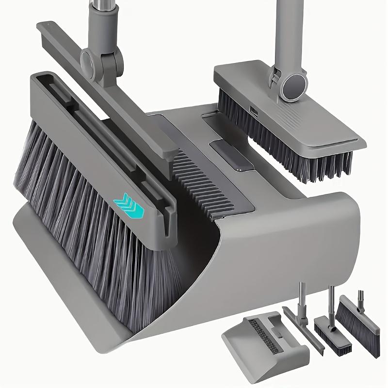 TEMU 4-in-1 Foldable Broom And Dustpan Set - Durable Plastic, Design For Home Cleaning - Ideal For Kitchen, Bathroom, Bedroom Floors - Includes Water Squeegee, No Broom Required, Broo