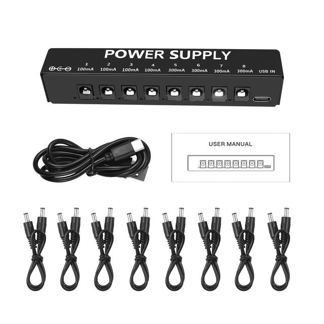 TEMU Gitarrenpedal-Stromversorgung für Effektpedal, 8 Isolierte -Ausgänge für 9V-Pedal, Mini