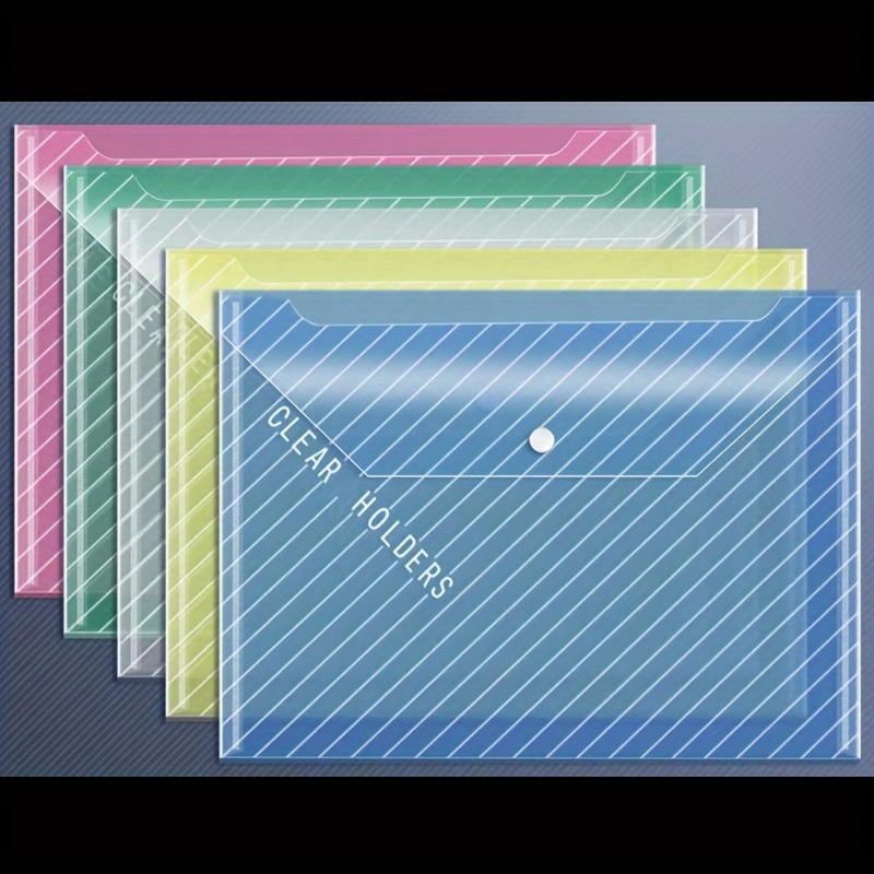 TEMU 10pcs Bolsas de Arquivo Transparentes em Cores Sortidas - Material PP Durável, com Etiqueta "Suportes Transparentes" - Ideal para Organização de Documentos e Arquivos
