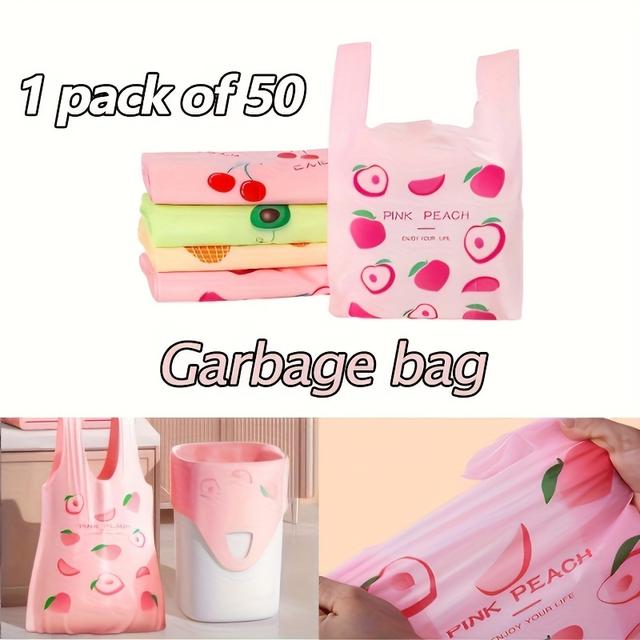 TEMU 50pcs/pack Extra Thick And Odor-proof Garbage Bags, Scented Plastic Bags, Hand-held And Dirt-free, Garbage Bags, Vest Style, Extra Thick.
