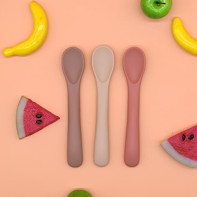 TEMU 3pcs Silicone Spoon Set Kids' Eating Utensils For