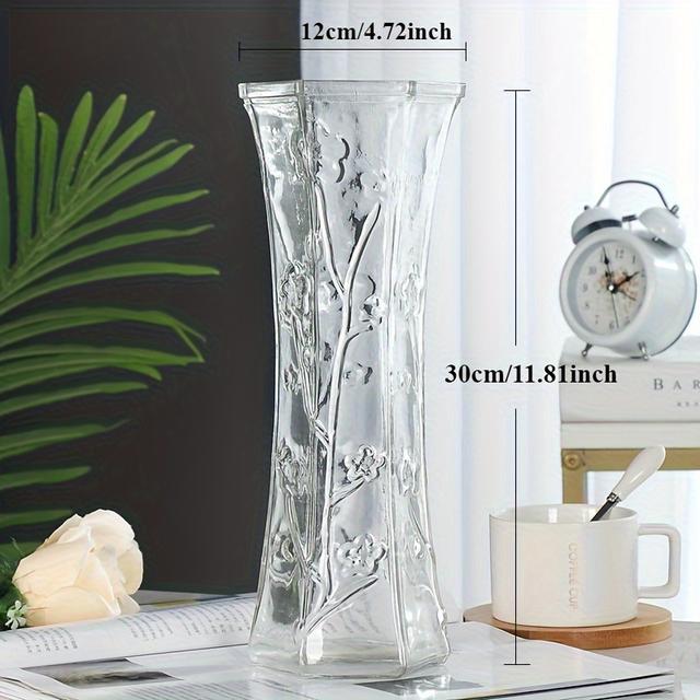 TEMU Elegante High-End Glasvase, transparente, riesige -Glasvase, kreative, einfache, übergroße transparente Glasvase für Blumenarrangements zu Hause, Deko-Stück für den Wohnzimmer