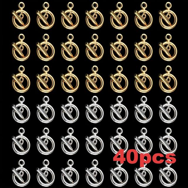 TEMU 40 párů 20mm kulatých OT spon, šperkovnice, plastový materiál, bílá barva K/KC, vhodné pro ručně vyráběné náramky s přívěsky, náhrdelníky, šperky, doplňky pro ručně vyráběné šperky