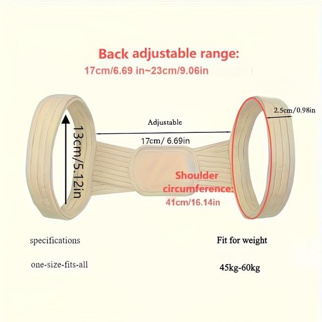 TEMU 1 Pc Adjustable Posture Back Belt For Men And Women - Back Support Bracket, Adjustable Length|easy And Convenient To Wear, Make The Back Straight, More And Beautiful, Hand Washable