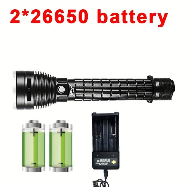 TEMU 4999lm Diving Flashlight, Rechargeable Led Flashlights, Diving Lights, Xhp90 Professional Underwater Torch Waterproof Lamp Use 26650 Battery, For Diving And Outdoor Working