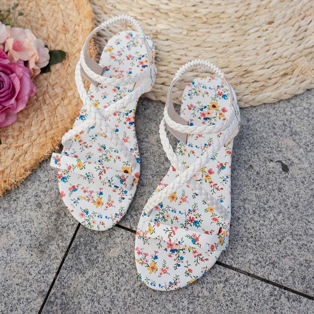 TEMU صندل مسطح بحزام منسوج، عصري وأنيق