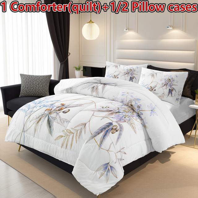 TEMU 2/3pcs Small Fresh Flower Quilt Set(1 Quilt Comforter +1/2 Pillow Cases Without Core), Soft And Comfortable Bedding, Suitable For Bedrooms, Rooms, Dormitories, Universal Home Decoration Products