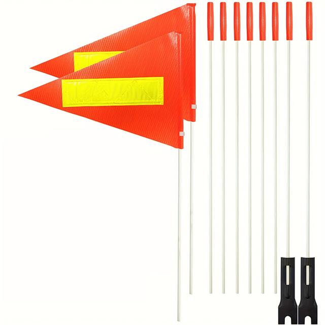 TEMU 2pcs Bike Flag With Pole For Safety 6 Ft Heavy Duty Fiberglass Pole Polyester Tear-resistant Waterproof Orange Flag Double-sided Reflective Flag Bicycle Fla