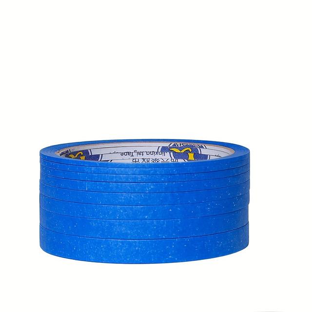 TEMU Blue Masking Tape Set - 2mm To 10mm X 25m, Multi-functional Adhesive Tapes For Nail Art, Painting, Spraying, Fashion Garment Design, Pattern Making And Craft Projects