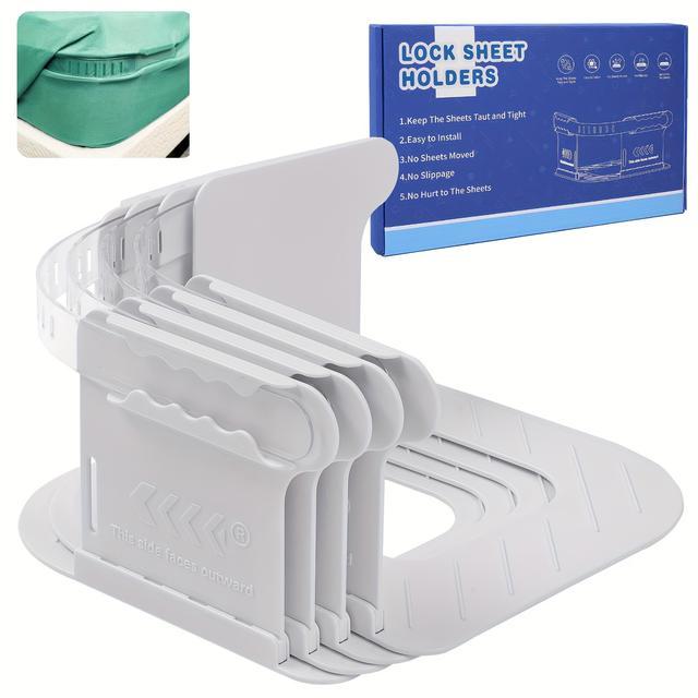 TEMU Rlshen Heavy-duty Bed Sheet Fasteners - , Keep Sheets Compact, Secure All Mattress Sizes, Durable Polypropylene Material, White, Bedding Accessories|sleek Sheet Holder|nontight Fitting