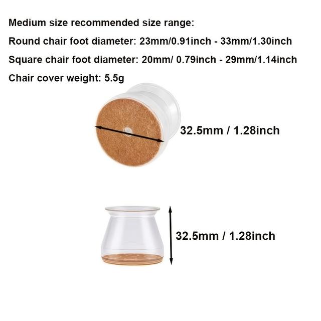 TEMU 24 Transparent Round Chair Leg Covers, Scratch-resistant Protectors, , Suitable For Home And Office Use, Non-slip Chair Leg Floor Protectors, Compatible With Shapes And Sizes Of Chair Legs