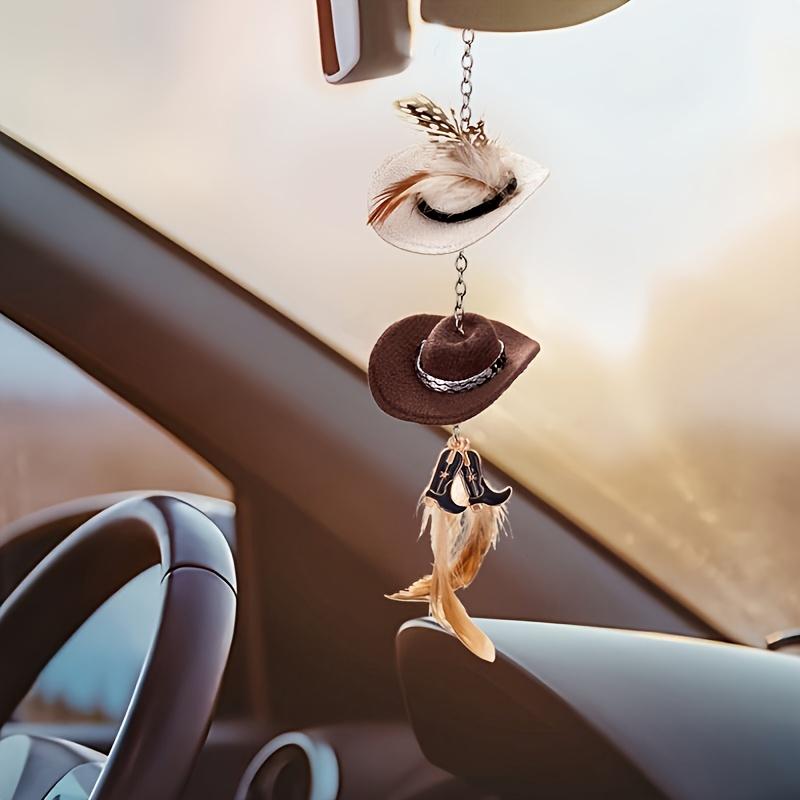 TEMU Cowboy Hat And Boot - Premium Eva Material, Stylish Dashboard Accessory With Feather Detail, Perfect Gift For , Car Decorations, Cowboy Hat