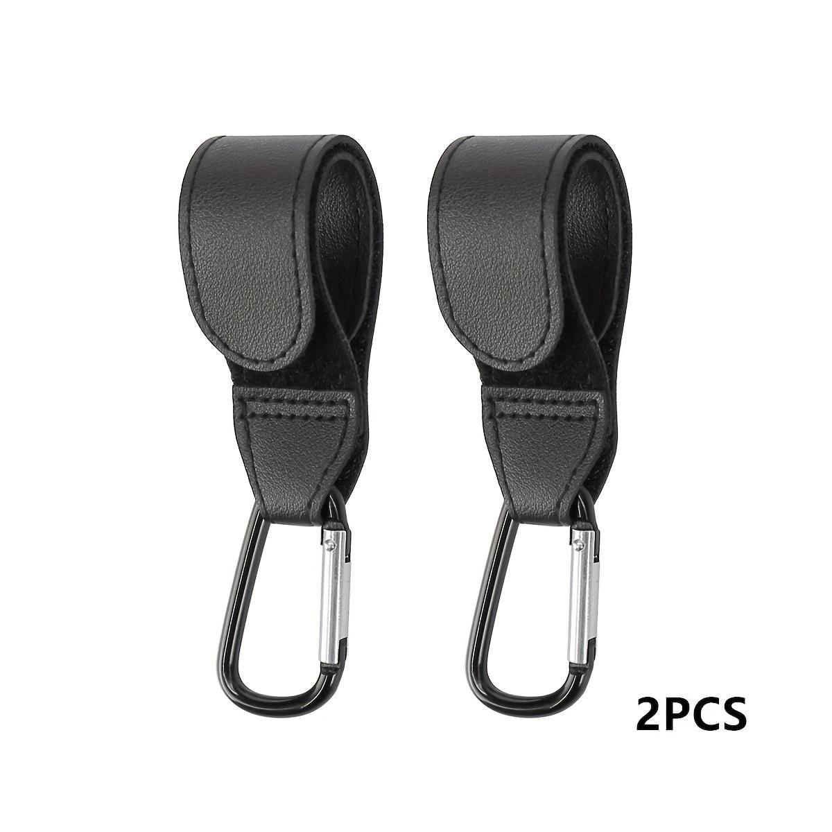 TEMU 2pcs High-quality Pu Leather Stroller Hooks; Capacity Universal Stroller Hook Accessories; Portable Stroller Bag Holder With Hooks, 2pcs Set