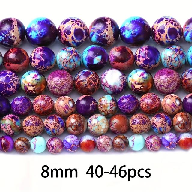 TEMU Volné Kulaté Korálky z Přírodního Kamene Galaxie Fialové Mořské Sedimenty Tyrkys pro Výrobu Šperků DIY Náramek Náhrdelník