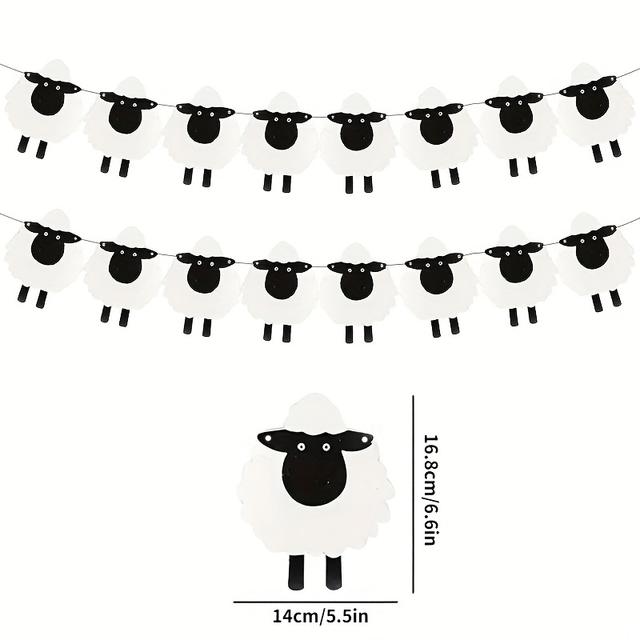 TEMU 2 Stück Eid Banner mit Lamm-Design - Festliche Papiergirlande für die Heimdekoration, ideal für Eid ul Adha Feierlichkeiten, islamische Feiertagsdekorationen, Eid ul Adha Dekoration