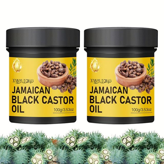 TEMU 2 stk Jamaica Svart Ricinusolje Hårpleie - Ren Kaldpresset, Fuktighetsgivende og Nærende for Sterkere Sunnere Hår, Egnet for Normalt Hår