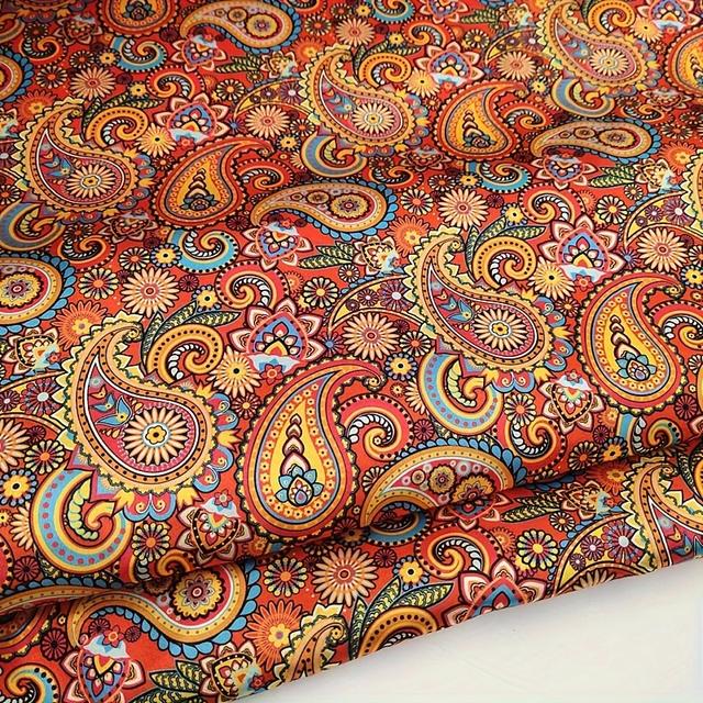 TEMU Voorgesneden Bohemian Vintage Paisley Digitale Print Stof, Satijn Print Pakjas Voering, Handgemaakte DIY Naai Decoratieve Stof, Niet Geschikt voor Jurken