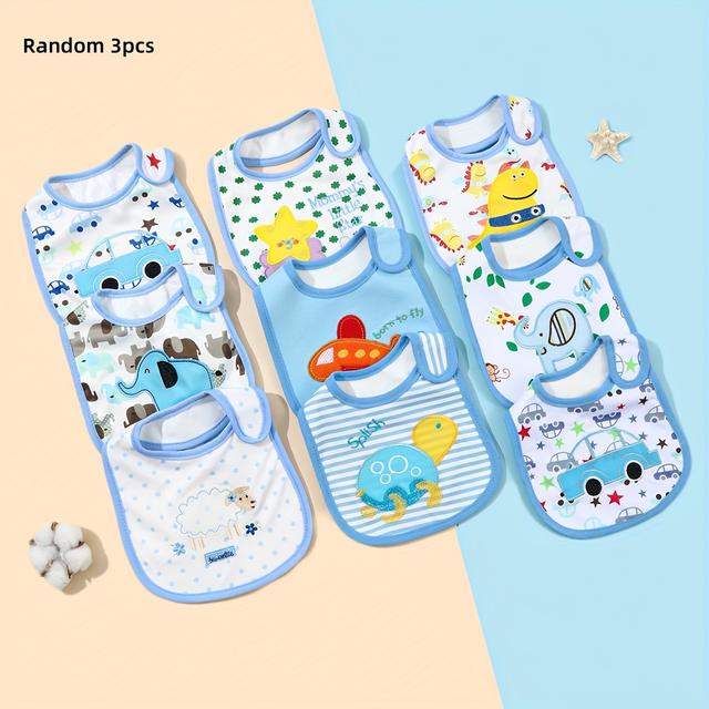 TEMU Losowy Wzór 3 szt. 5 szt. Śliniak dla Niemowląt, Śliniak do Jedzenia i Ręcznik na Słinę z Nadrukiem Kreskówkowym