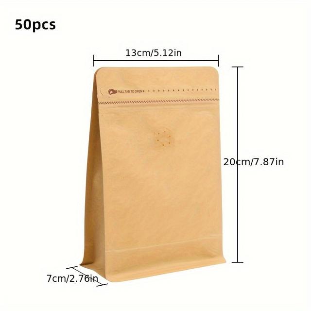 TEMU 250g Coffee Bean Packaging Bag With A , Made Of Paper, Suitable For Food, And A Half-pound Aluminum Foil Side Zipper Bag For Tea.