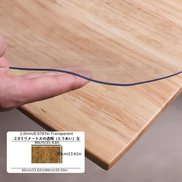 TEMU 高透明度2.0mm厚手PVCテーブルクロス 耐熱・耐傷性 高品質 ホテル&家庭用 カット可能な食卓マット