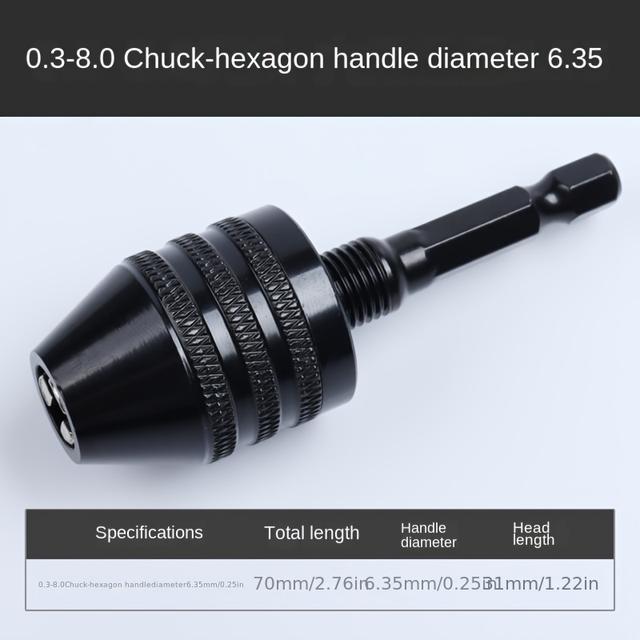 TEMU مفتاح حفر بمقبض سداسي ثلاثة فكوك، محول مقبض دائري لتحويل لقمة المثقاب الملفوف، ومفتاح حفر أداة دوارة