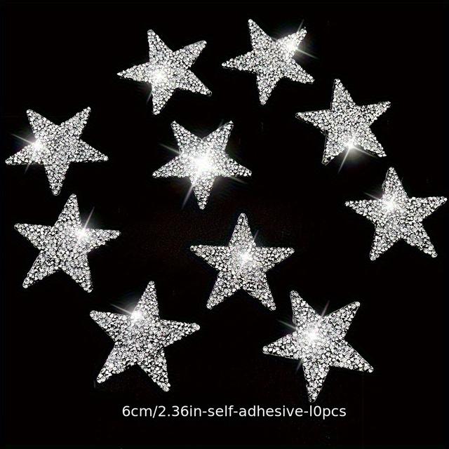 TEMU 10pcs 4cm/6cm Self-adhesive Rhinestone Patches, Suitable For Clothing, Shoes, Hats, Cars, Phone Cases, Diy Decoration