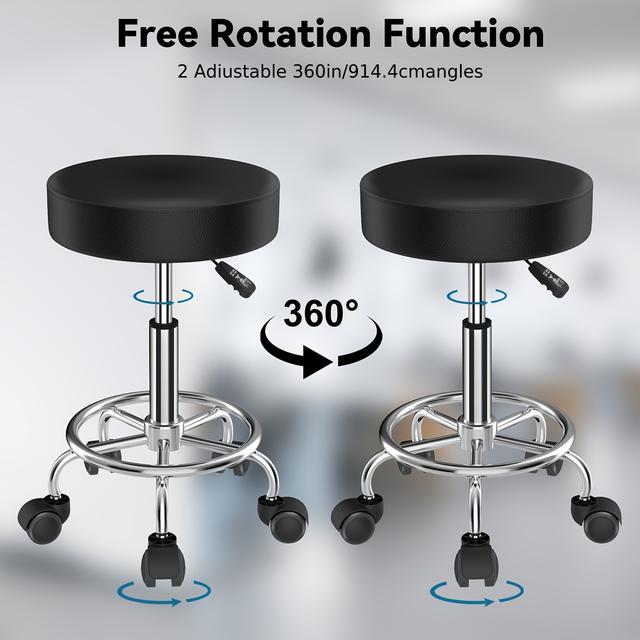 TEMU 2pcs Ergonomic Rolling Stool Set | Adjustable Height (50-65cm) Commercial-grade Office Chairs With Synthetic Leather & Lockable Wheels, Easy- For , & Home Office (modern Aesthetic)