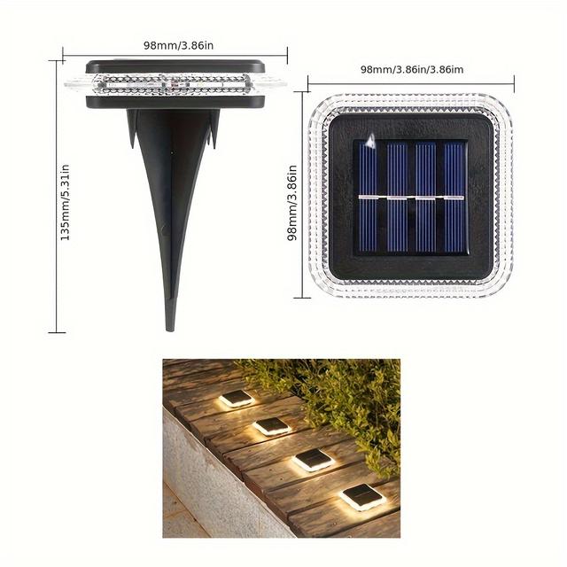 TEMU Solar Außen-Bodenleuchte Rund & Quadrat LED Solar-Gartenlampe Rasen-Dekorationsbeleuchtung für Garten, Weg und Gehweg – Deko-Licht für Feiertage