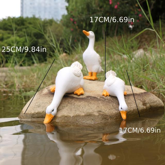 TEMU A Set Of 3 Water-absorbing Duck Ornaments, Decorative Items For Garden And Rockeries