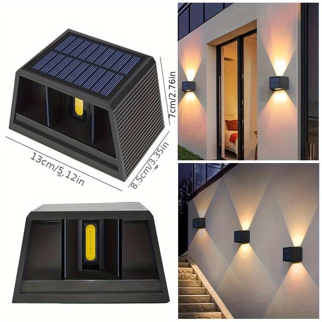 TEMU New Led Solar Up And Down Wall Light Adjustable Lighting Range Wash Wall Light Outdoor Garden Courtyard Light Atmosphere Light Landscape Light Light