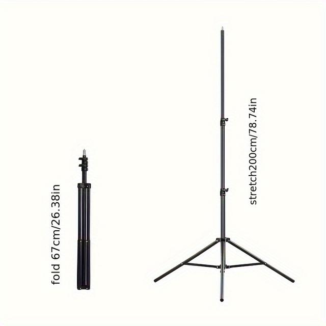 TEMU 6.5ft Foldable Tripod Stand - Adjustable, Portable For Live Streaming, Photography & Projector Use - Abs+metal Construction, Black, Cleantrust