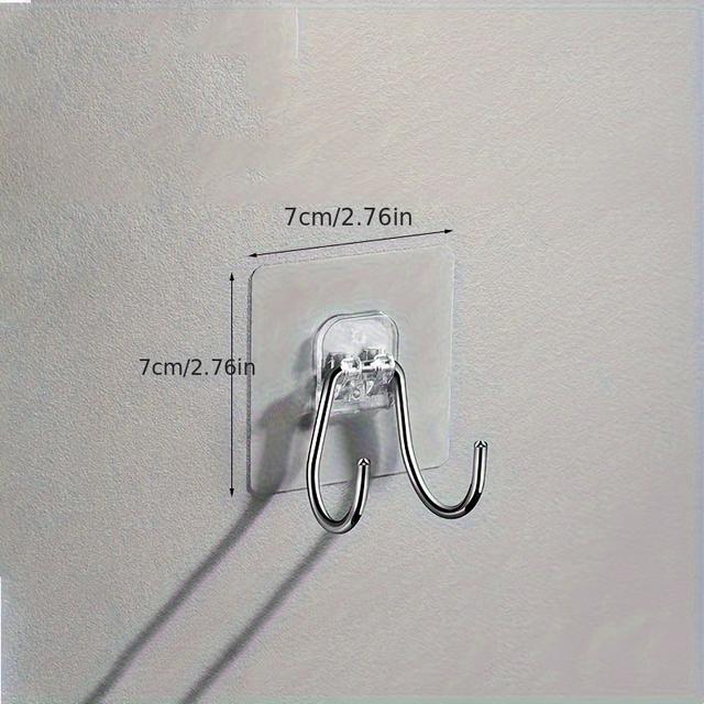 TEMU Set Of 3 Large Adhesive Dual Hooks, Perfect For Hanging Items. Heavy-duty Hooks Can Support Up To 33 Lbs And Are, Making Them Ideal For Use In The Bathroom Without Causing Damage