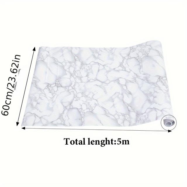 TEMU Marble Sticky Back Plastic Roll Granite White 60cm X 5m Self Adhesive Wallpaper Shelf Peel And Stick Wallpaper Removable Bathroom Kitchen Worktop Covering Cupboard Vinyl Wrap
