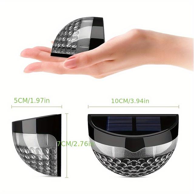 TEMU 6pcs Outdoor 6 Leds Wall Lights Solar Deck Light For Outside Stairs Fence Patio Yard Courtyard, Exterior Walls, Steps