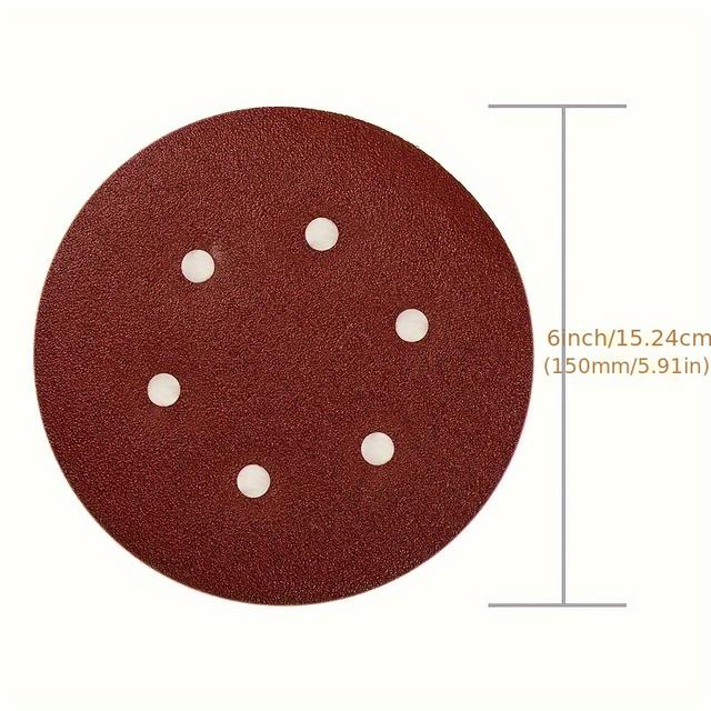 TEMU 10/50pcs 150mm 6-inch 6-hole Hook And Loop Sanding Discs For Random Orbital