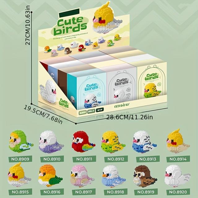TEMU Cartoon Cute Bird Gift Box Set Decoration Puzzle Building Blocks Diy Birthday Gift Building Toys Back-to-school Souvenir Toys, Decorative Figurines
