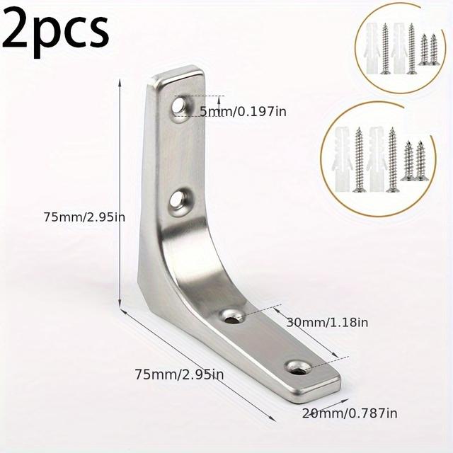 TEMU 2pcs Stainless Steel Support Frame Set, Triangular Wall Panel Fixed Bracket, Fixer, Right Angle Bracket, Wall Shelf, Laminate Bracket
