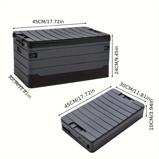 TEMU 35l Outdoor Camping Storage Box With Lid Multifunction Collapsible Car Trunk Box Picnic Table Container Box Portable Folding Storage Box Organizer With Inner Waterproof Bag
