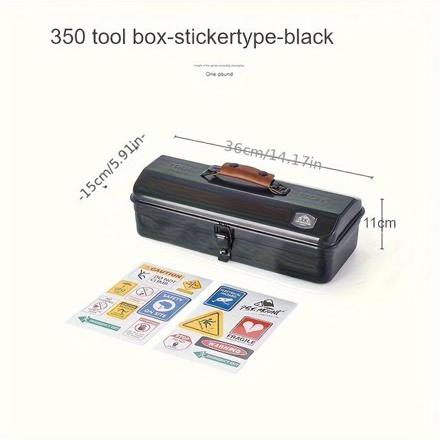 TEMU صندوق أدوات التخييم في الهواء الطلق مع ملصقات، صندوق تخزين للأشياء المتنوعة، حقيبة تخزين معدنية محمولة للتخييم