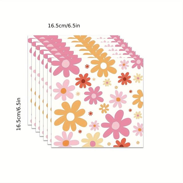 TEMU Jednorazowe Serwetki Papierowe z Motywem Stokrotek, Stylowe Serwetki na Przyjęcia, Idealne na Urodziny Shower w Stylu Boho, Hippie , 20 Sztuk w Opakowaniu