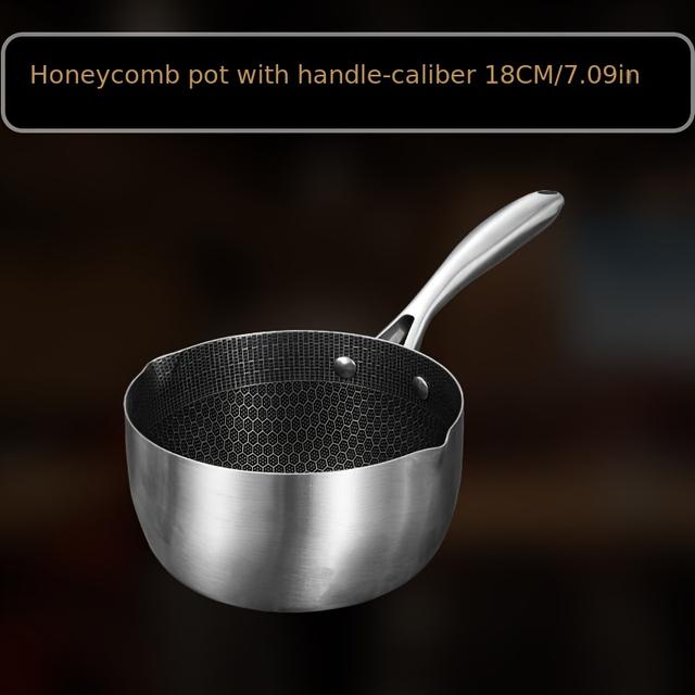 TEMU Stainless Steel Honeycomb Snow Pan - Durable Japanese Milk Pot For Deep Frying & Cooking, Ideal For Home & Outdoor Use