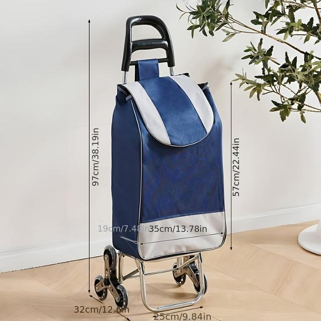 TEMU Faltbarer Einkaufswagen mit Oxford-Gewebe & Metallrahmen – Tragbarer, robuster Wagen für Lebensmittel & Outdoor-Nutzung – Kompakter faltbarer Wagen