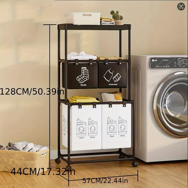 TEMU Panier à linge à niveaux pour vêtements, Organisateur d'étagère, Rangement de tri de vêtements, Paniers à linge