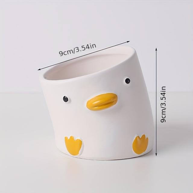 TEMU Pojedynczy element, uroczy ceramiczny doniczka w kształcie zwierzątka, wykonana z oddychającej, nieglazowanej gliny, idealna do dekoracji balkonu z orchideami i sukulentami