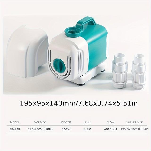 TEMU 105w Aquarium Water Spray Pump, Suitable For Water And Land, Silent Operation, Applicable To Aquarium Fountain
